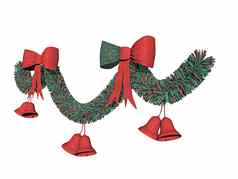 圣诞节花环绿色冷杉分支机构红色的弓