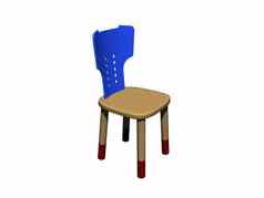 简单的木厨房椅子蓝色的靠背