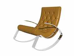 棕色（的）舒适的皮革扶手椅摇摆
