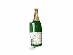 香槟瓶使绿色玻璃喝玻璃