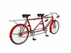 红色的串联自行车