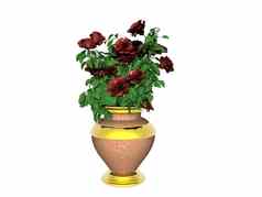 金陶瓷花花瓶花束玫瑰