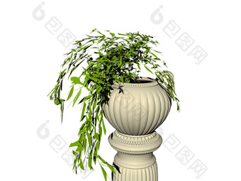 古董列植物碗绿色植物