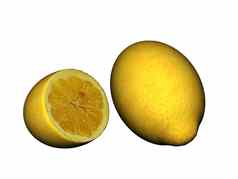 酸黄色的柠檬划分一半
