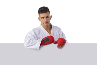 男人。培训跆拳道白色