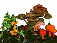童话景观蘑菇矮房子