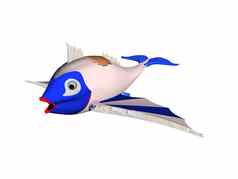 色彩斑斓的飞行卡通鱼