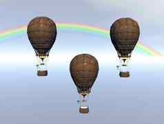 热空气气球乘客篮子天空