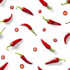 无缝的模式使红色的辣椒辣椒白色背景最小的食物模式红色的热辣椒无缝的辣椒模式食物背景