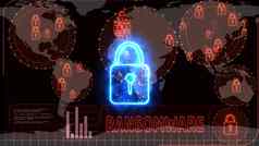 黑客加密红色的数字技术大数据锁检测到