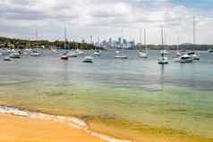 悉尼中央商务区天际线沃森湾新南威尔士州澳大利亚