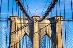 网络电缆布鲁克林桥纽约美国