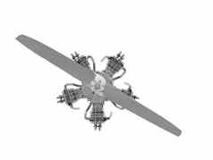 星形的钢飞机引擎螺旋桨