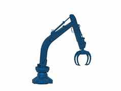 蓝色的工业机器人长爪手臂