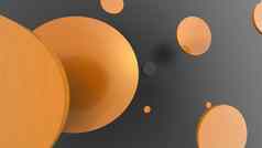 橙色金属不透明的圈气缸彩色的背景摘要背景图形设计透明的玻璃形状渲染插图