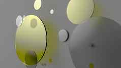黄色的金属不透明的圈气缸彩色的背景摘要背景图形设计透明的玻璃形状渲染插图