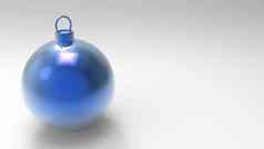 蓝色的圣诞节球白色背景色彩斑斓的圣诞节球圣诞节树圣诞节玻璃金属塑料球集团装饰物挂假期装饰模板渲染插图