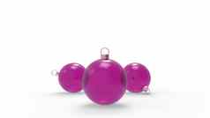 粉红色的透明的玻璃球白色背景色彩斑斓的圣诞节球圣诞节树渲染插图圣诞节假期卡背景