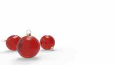 红色的透明的玻璃球白色背景色彩斑斓的圣诞节球圣诞节树渲染插图圣诞节假期卡背景