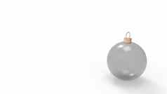 灰色的透明的玻璃球白色背景色彩斑斓的圣诞节球圣诞节树渲染插图圣诞节假期卡背景