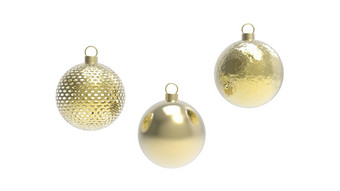 黄色的圣诞节球黄色的背景色彩斑斓的圣诞节球圣诞节树圣诞节玻璃金属塑料球集团装饰物挂假期装饰模板渲染插图