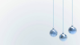 蓝色的圣诞节球<strong>白色</strong>背景色彩斑斓的圣诞节球圣诞节树圣诞节玻璃金属塑料球集团装饰物挂假期装饰模板渲染插图