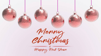 红色的圣诞节球红色的词快乐圣诞节快乐一年色彩斑斓的圣诞节圣诞节树玻璃金属塑料球集团装饰物挂假期装饰模板渲染