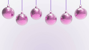 粉红色的圣诞节球<strong>白色</strong>背景色彩斑斓的圣诞节球圣诞节树圣诞节玻璃金属塑料球集团装饰物挂假期装饰模板渲染插图