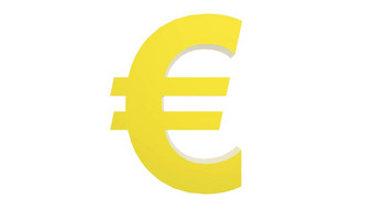 黄色的欧元黄金标志图标孤立的白色背景渲染孤立的插图业务管理风险钱现金增长银行银行金融象征