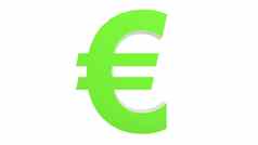 绿色欧元黄金标志图标孤立的白色背景渲染孤立的插图业务管理风险钱现金增长银行银行金融象征