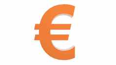 橙色欧元黄金标志图标孤立的白色背景渲染孤立的插图业务管理风险钱现金增长银行银行金融象征
