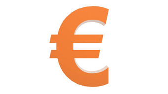 橙色欧元黄金标志图标孤立的白色背景渲染孤立的插图业务管理风险钱现金增长<strong>银行银行金融</strong>象征