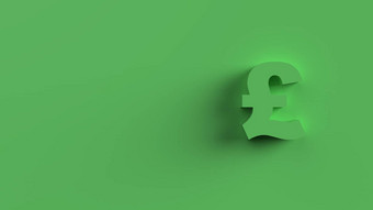 英镑英镑琴标志绿色孤立的绿色背景渲染孤立的插图业务管理风险钱现金增长银行银行金融象征