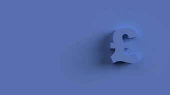 蓝色的英镑英镑琴黄金标志图标孤立的白色背景渲染孤立的插图业务管理风险钱现金增长银行银行金融象征