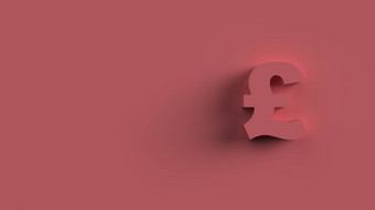 红色的英镑英镑琴黄金标志图标孤立的白色背景渲染孤立的插图业务管理风险钱现金增长银行银行金融象征