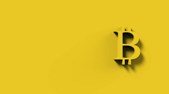 黄色的比特币黄金标志图标孤立的颜色背景渲染孤立的插图cryptocurrency加密业务管理风险钱现金增长银行银行金融象征