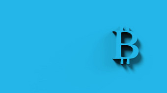 Azure比特币青色标志图标孤立的颜色背景渲染孤立的插图cryptocurrency加密业务管理风险钱现金增长银行银行金融象征