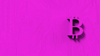 粉红色的比特币黄金标志图标孤立的颜色背景渲染孤立的插图cryptocurrency加密业务管理风险钱现金增长银行银行金融象征