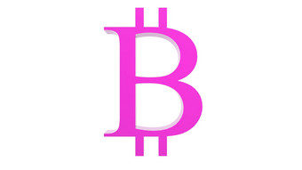 粉红色的比特币黄金标志图标孤立的白色背景渲染孤立的插图cryptocurrency加密业务管理风险钱现金增长银行银行金融象征