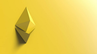 黄色的ethereum黄金标志图标彩色的背景渲染孤立的插图cryptocurrency加密业务管理风险钱现金增长银行银行金融象征