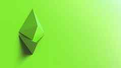 绿色ethereum黄金标志图标彩色的背景渲染孤立的插图cryptocurrency加密业务管理风险钱现金增长银行银行金融象征