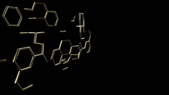 黄金金属六边形黑色的背景结构分子沟通太太原子神经元科学概念设计连接行点医疗技术化学科学