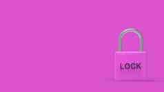 垫锁粉红色的挂锁词锁金属紫色的背景在线安全安全个人在线隐私安全渲染孤立的插图