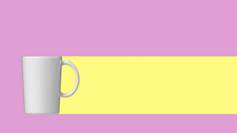 杯子模拟孤立的光黄色的背景杯插图渲染