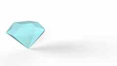 钻石透明的珠宝水晶光蓝色的钻石黑暗光灰色的背景渲染插图孤立的低聚模型简单的Copyspace文本