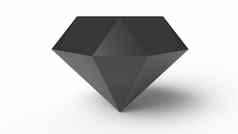 黑色的钻石透明的珠宝水晶光蓝色的钻石黑暗光灰色的背景渲染插图孤立的低聚模型简单的Copyspace文本