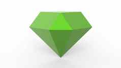 绿色钻石透明的珠宝水晶光蓝色的钻石黑暗光灰色的背景渲染插图孤立的低聚模型简单的Copyspace文本
