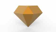 橙色钻石透明的珠宝水晶光蓝色的钻石黑暗光灰色的背景渲染插图孤立的低聚模型简单的Copyspace文本