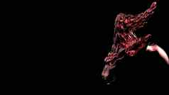渲染红色的金属双足飞龙魔鬼的龙角黑色的背景影子插图孤立的科学小说幻想角龙