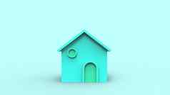 小Azure房子光蓝色的背景出售房子租金买孤立的插图渲染复制空间文本